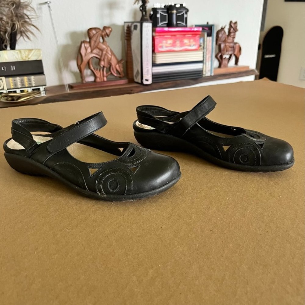 Naot Leather Cut Out Mary Jane Sling Back Flats